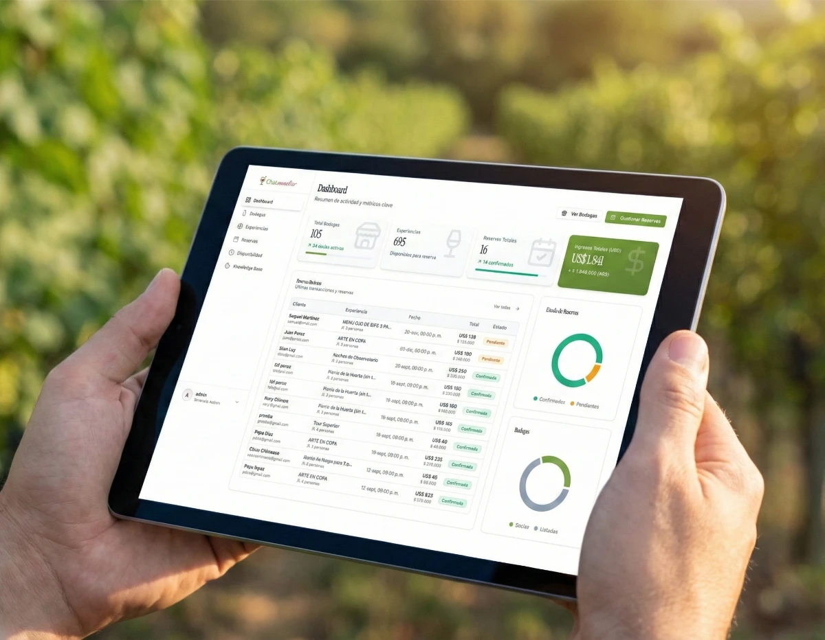 Panel de control para bodegas - Chatmmelier